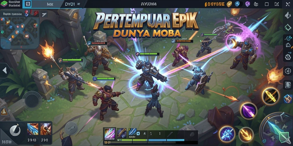 Gameplay seru MOBA di DY01 dengan aksi pertarungan yang intens.