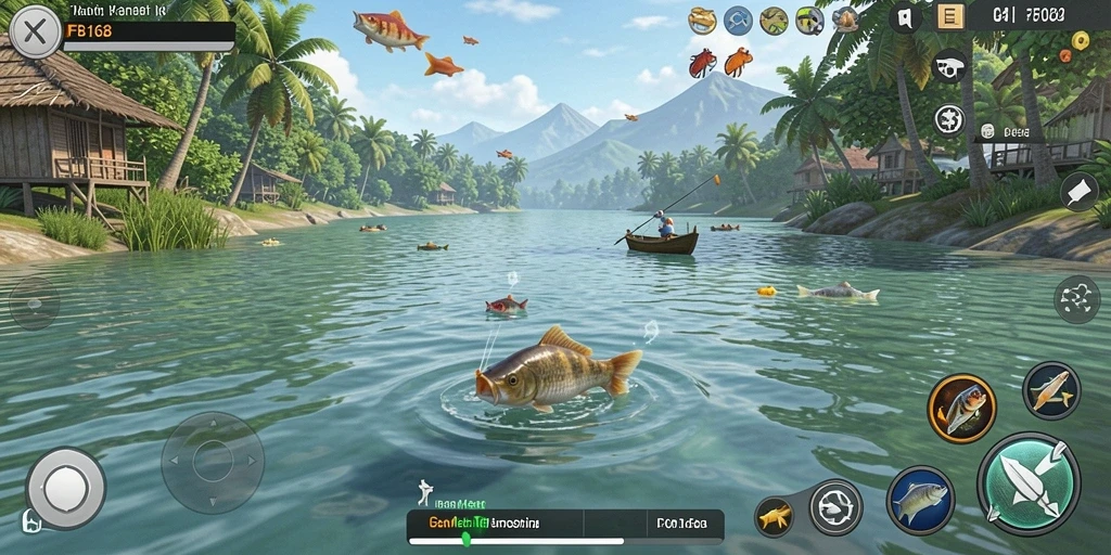 Screenshot FB168 menampilkan gameplay memancing yang mendebarkan.