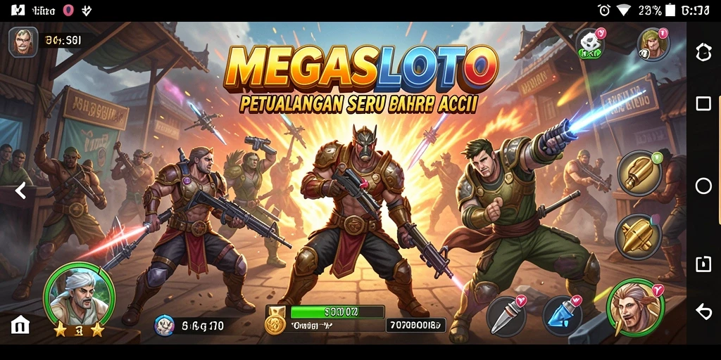 Tampilan aksi seru di MEGASLOTO dengan karakter dinamis.