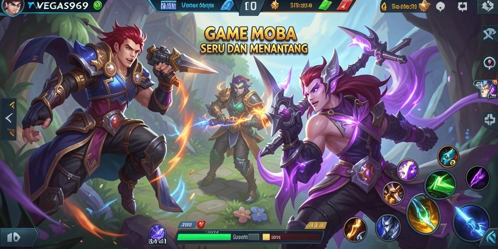 Tampilan gameplay seru dari VEGAS969 dengan karakter MOBA unik.