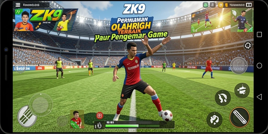 Tampilan gameplay ZK9 yang menampilkan pertandingan olahraga seru.